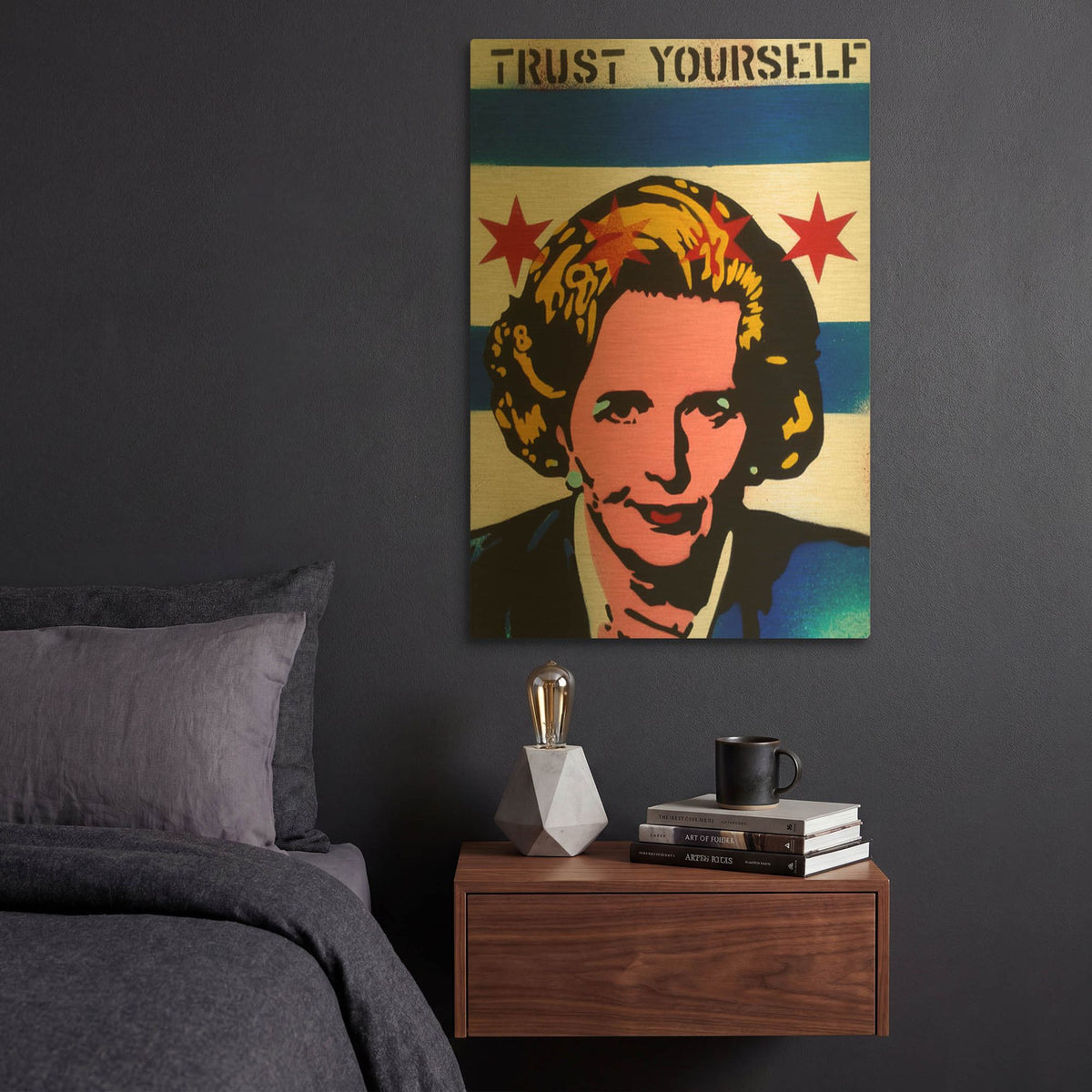 'Trust Yourself' By Abstract Graffiti Gold Metal Wall Art