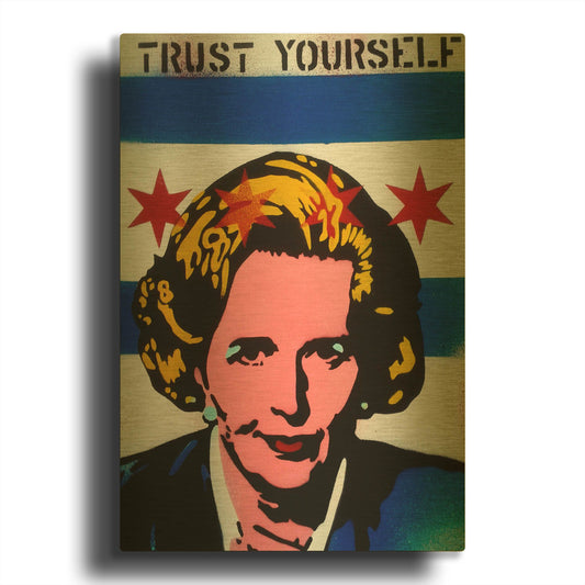 'Trust Yourself' By Abstract Graffiti Gold Metal Wall Art