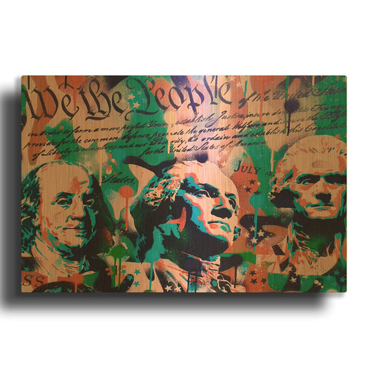 'We The People' By Abstract Graffiti Gold Metal Wall Art