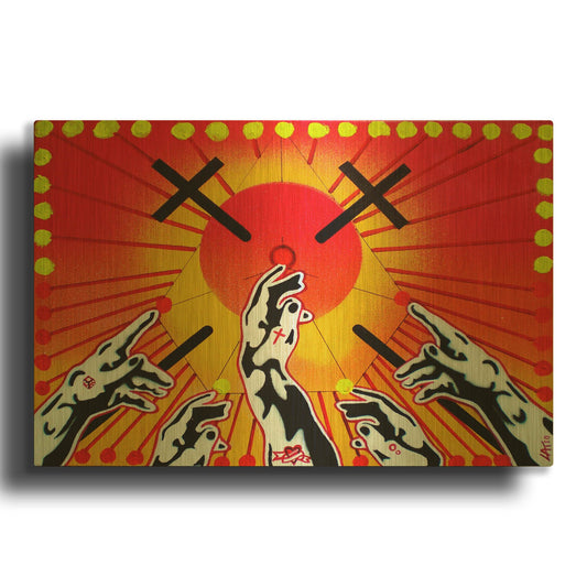 'Worship' By Abstract Graffiti Gold Metal Wall Art
