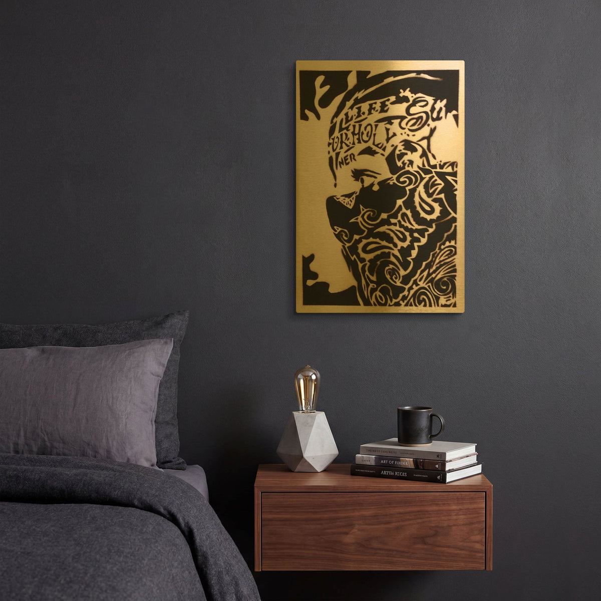 'Bandana Man' By Abstract Graffiti Gold Metal Wall Art