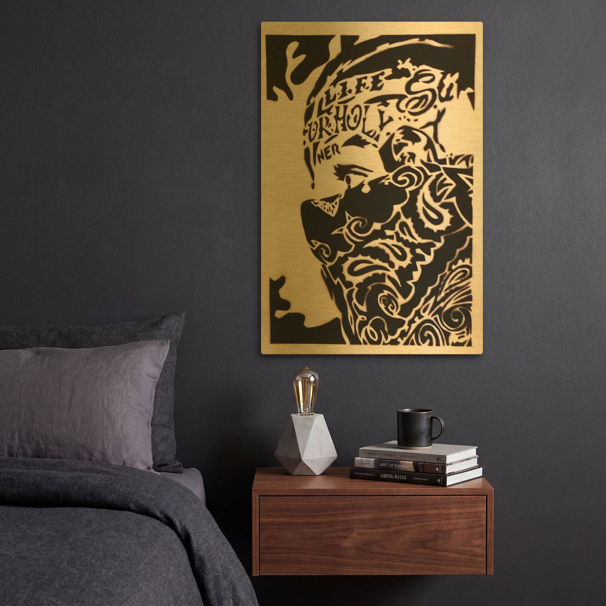 'Bandana Man' By Abstract Graffiti Gold Metal Wall Art
