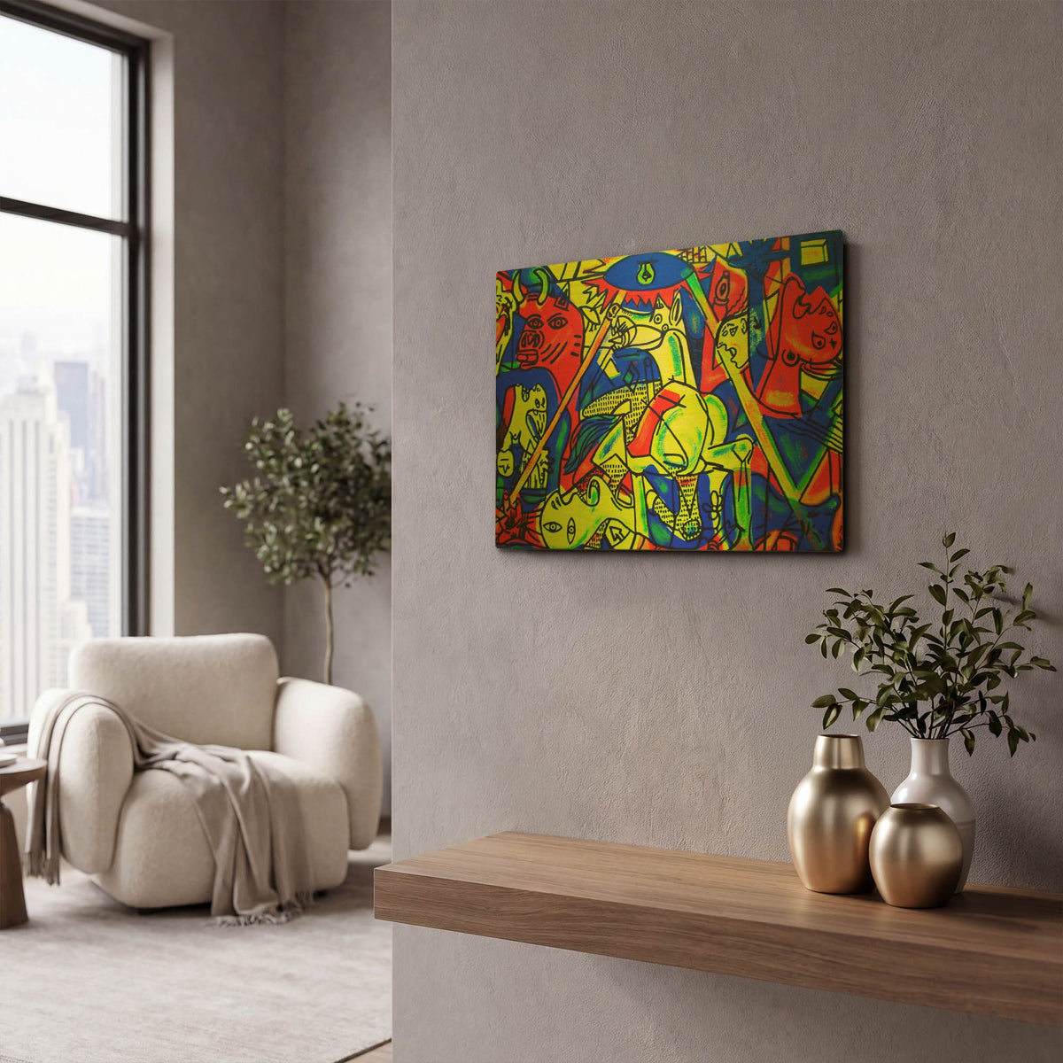 'Guernica' By Abstract Graffiti Gold Metal Wall Art