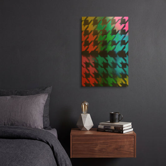'Houndstooth' By Abstract Graffiti Gold Metal Wall Art