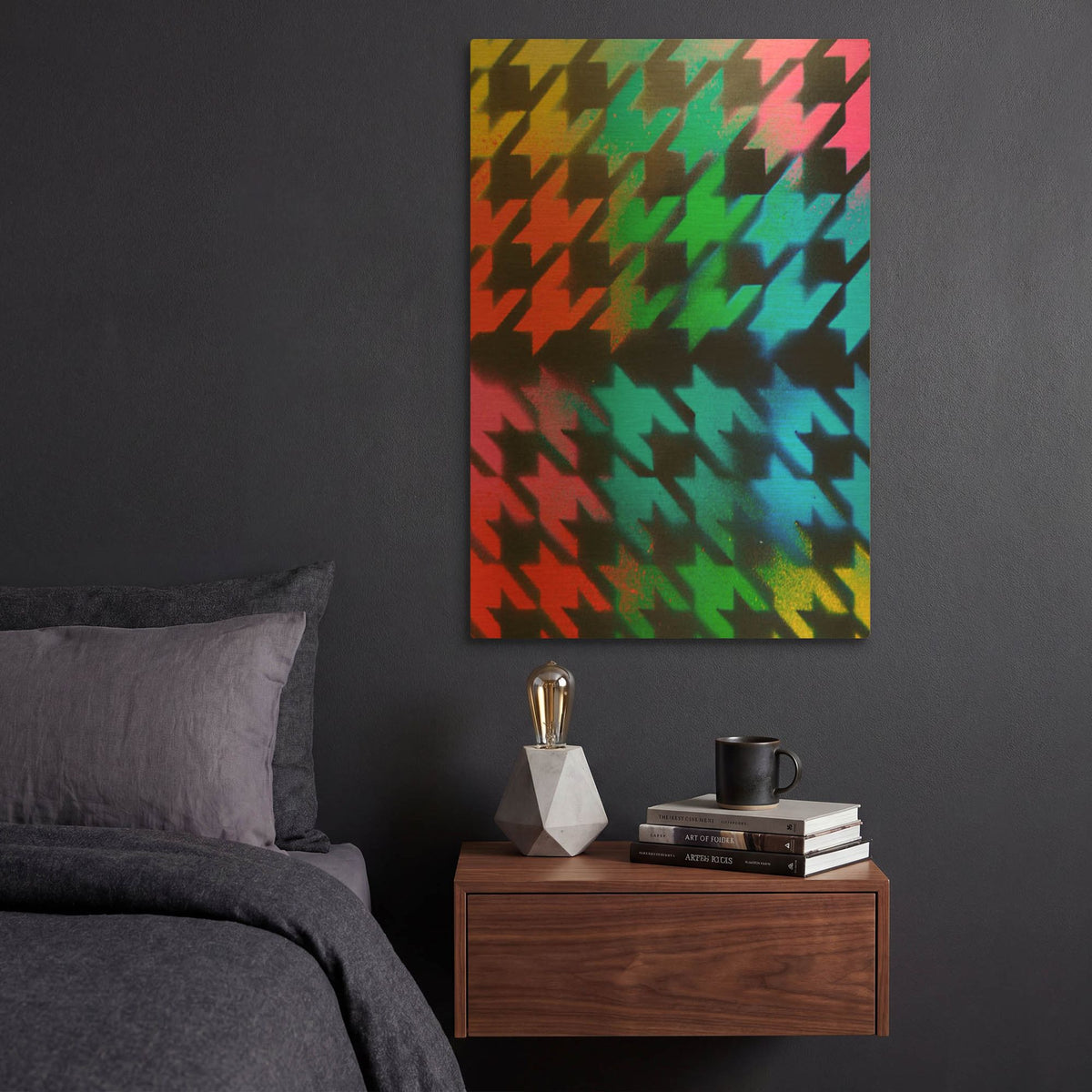 'Houndstooth' By Abstract Graffiti Gold Metal Wall Art