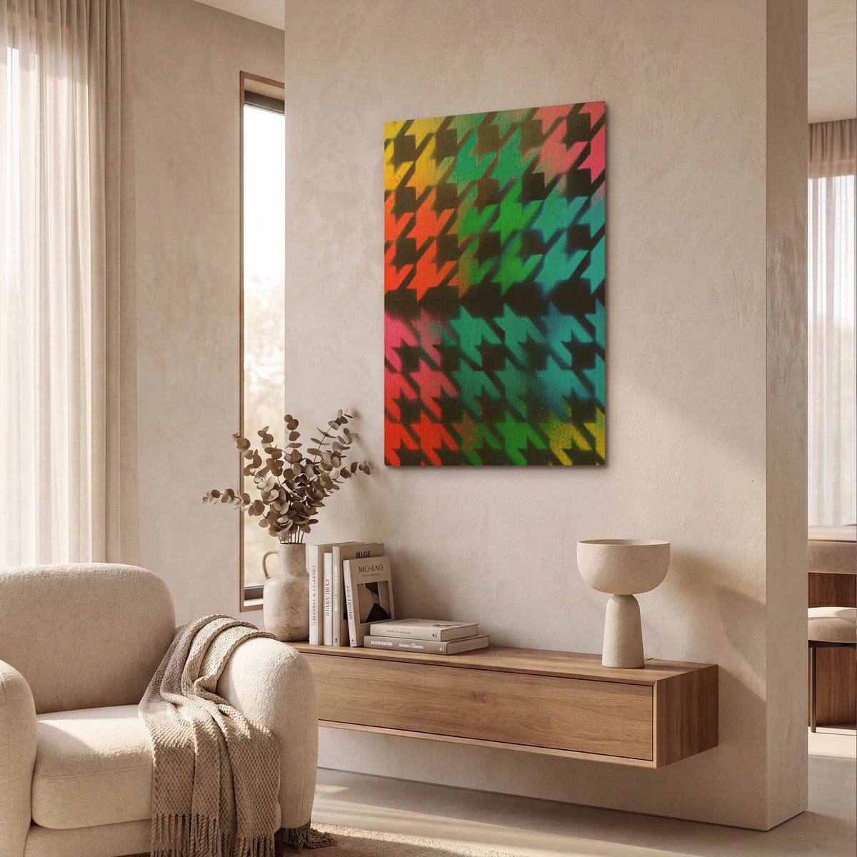 'Houndstooth' By Abstract Graffiti Gold Metal Wall Art