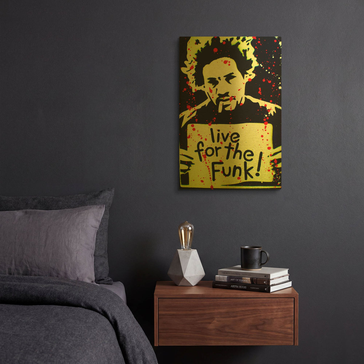 'Live For The Funk' By Abstract Graffiti Gold Metal Wall Art