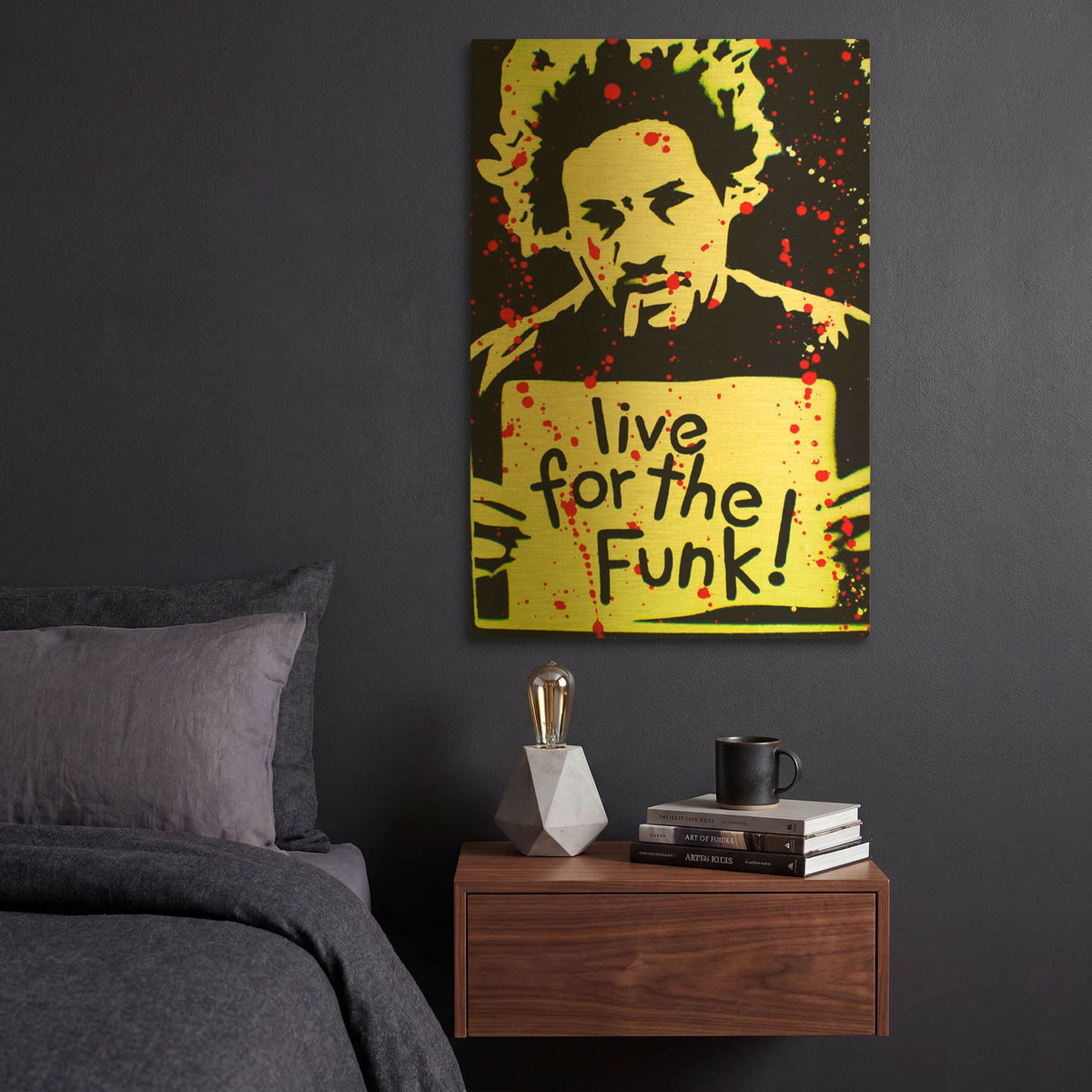 'Live For The Funk' By Abstract Graffiti Gold Metal Wall Art