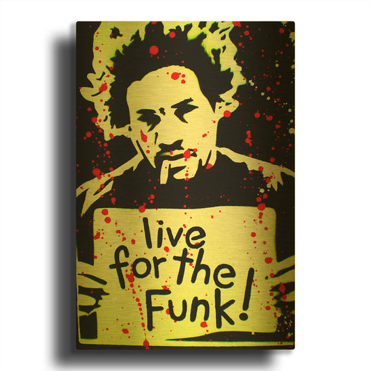 'Live For The Funk' By Abstract Graffiti Gold Metal Wall Art
