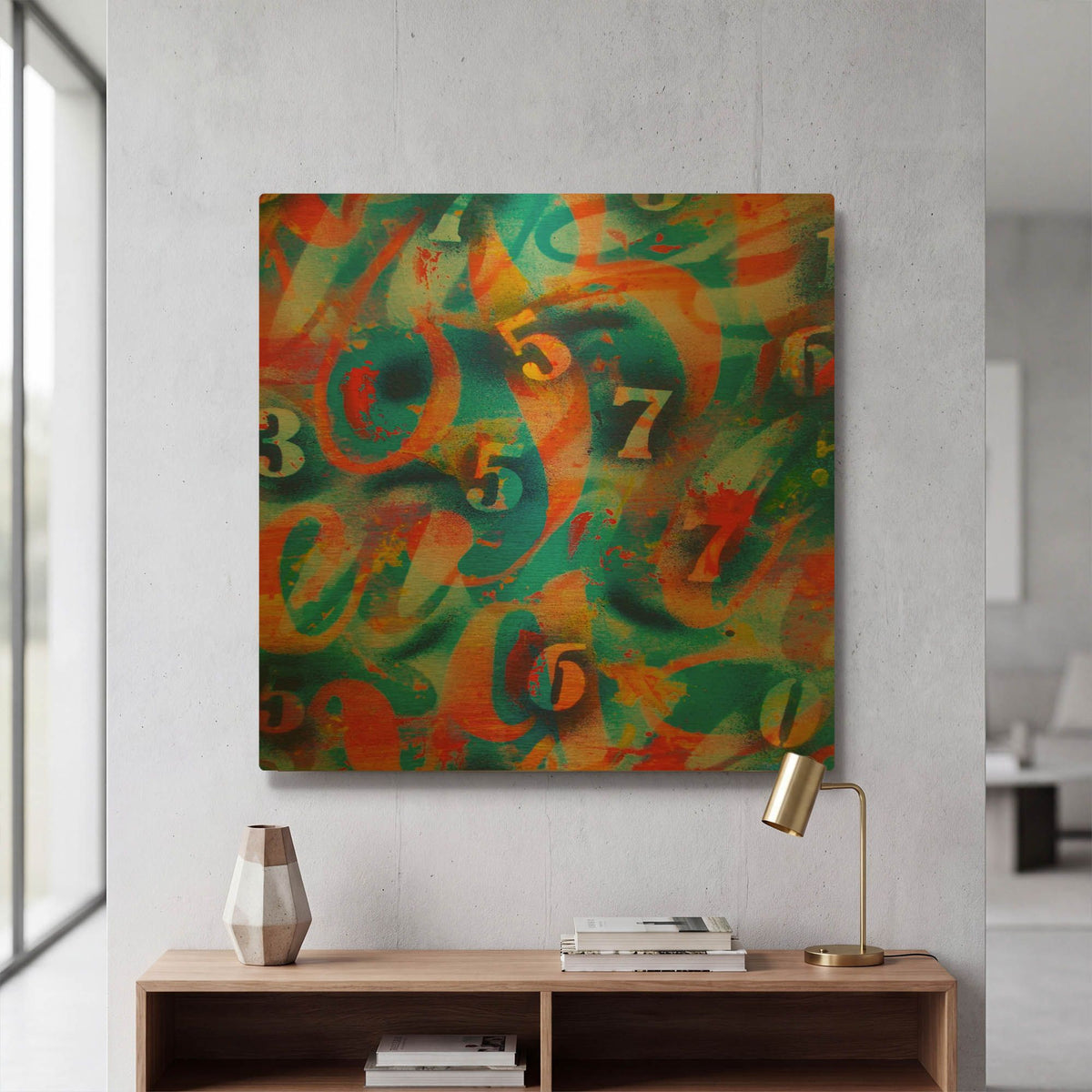 'Numbers' By Abstract Graffiti Gold Metal Wall Art