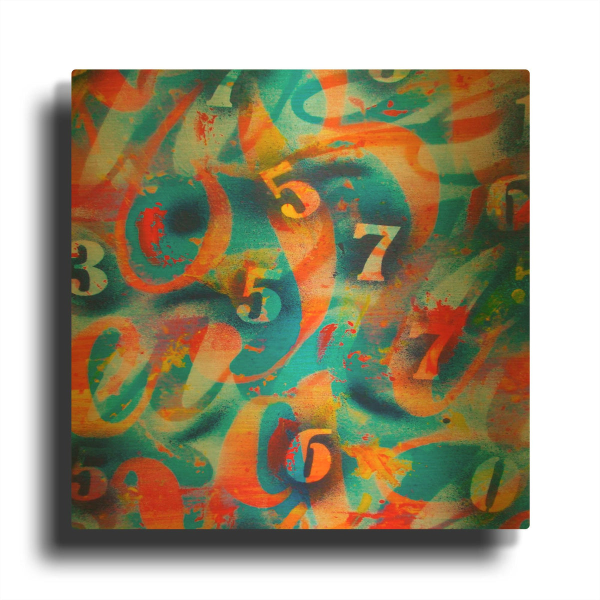 'Numbers' By Abstract Graffiti Gold Metal Wall Art