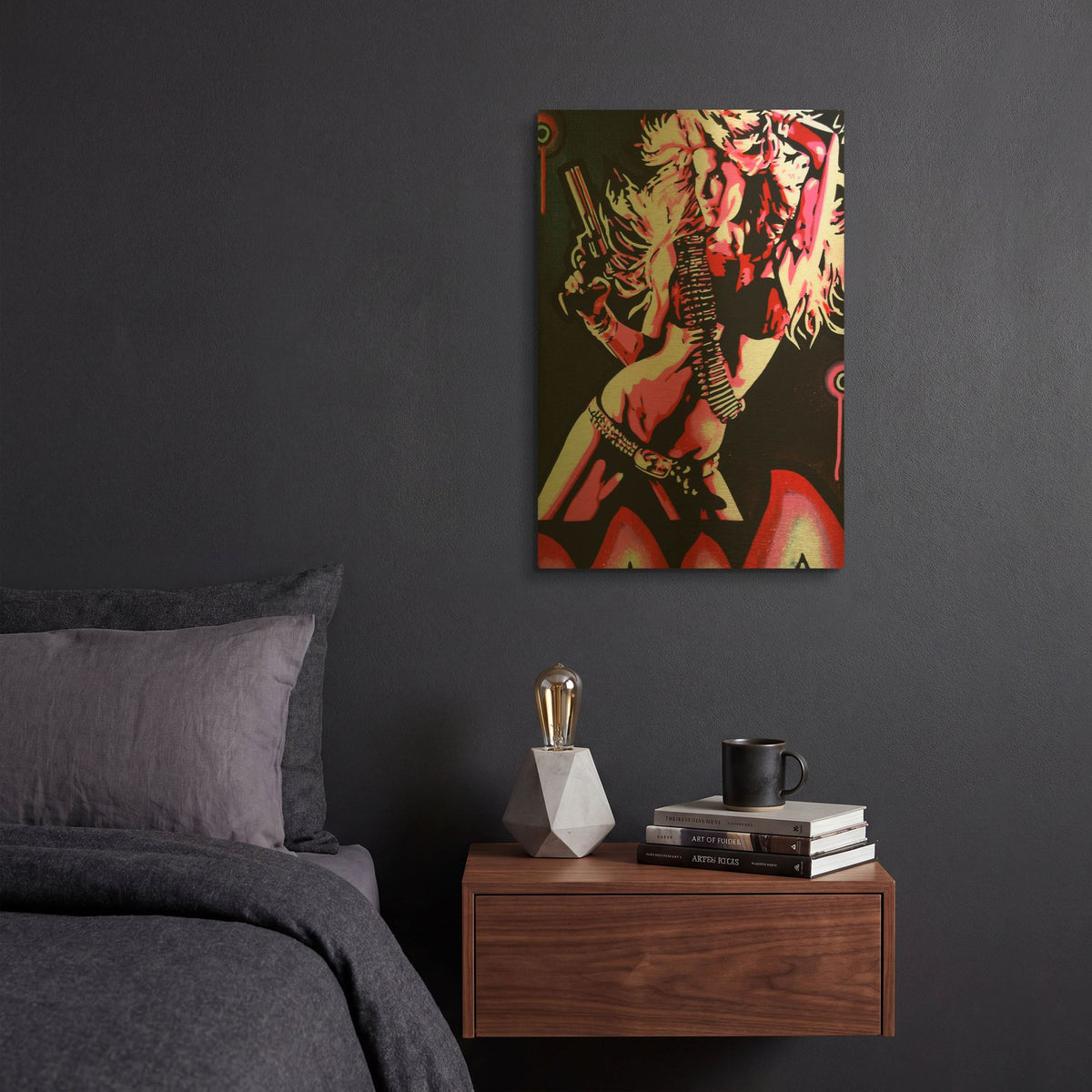 'Revolver Girl 1' By Abstract Graffiti Gold Metal Wall Art