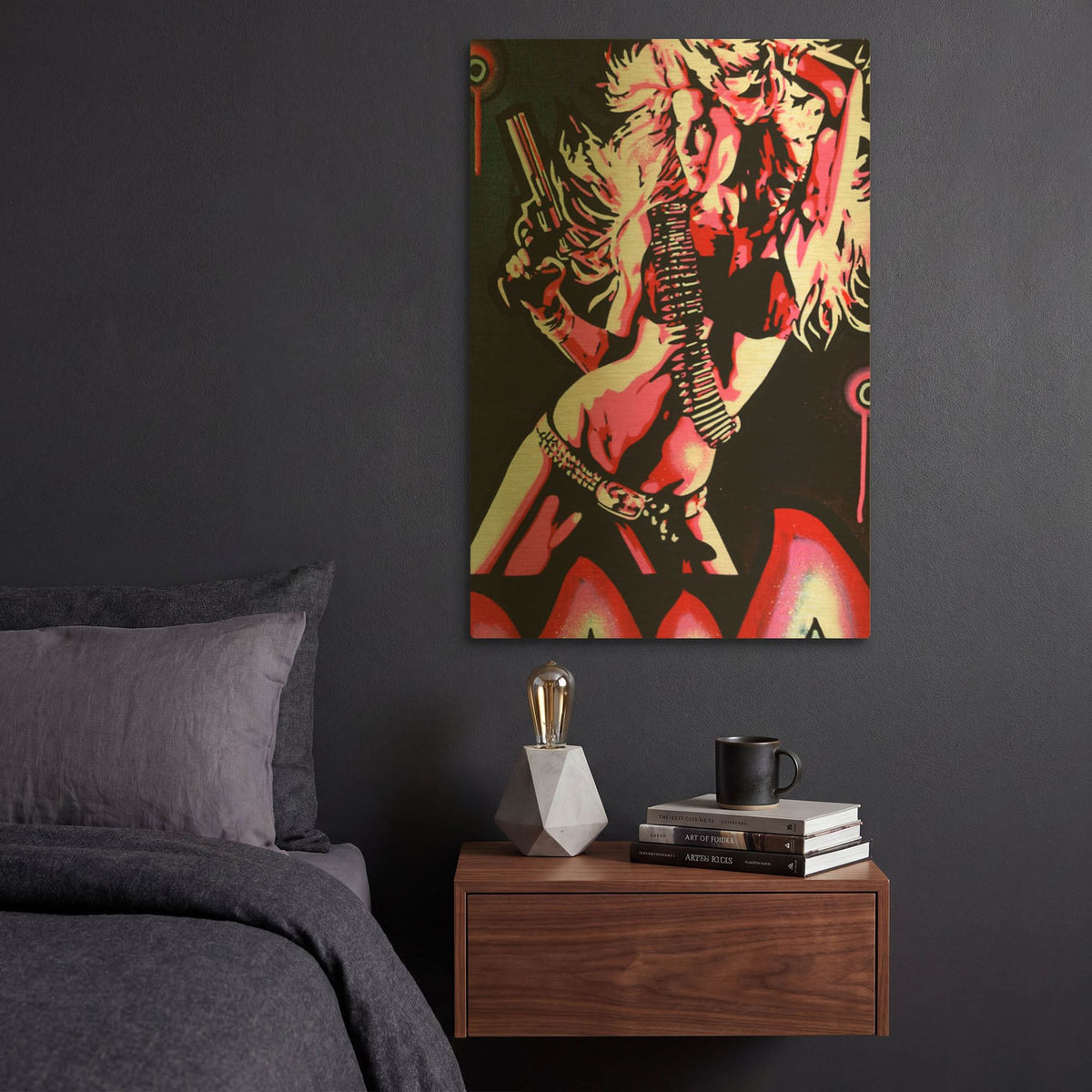 'Revolver Girl 1' By Abstract Graffiti Gold Metal Wall Art