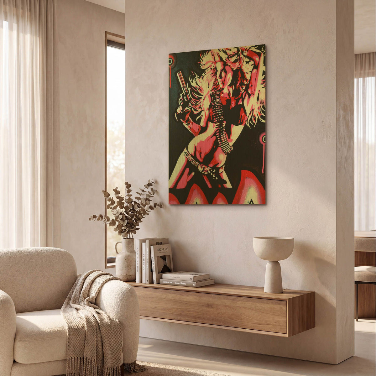 'Revolver Girl 1' By Abstract Graffiti Gold Metal Wall Art