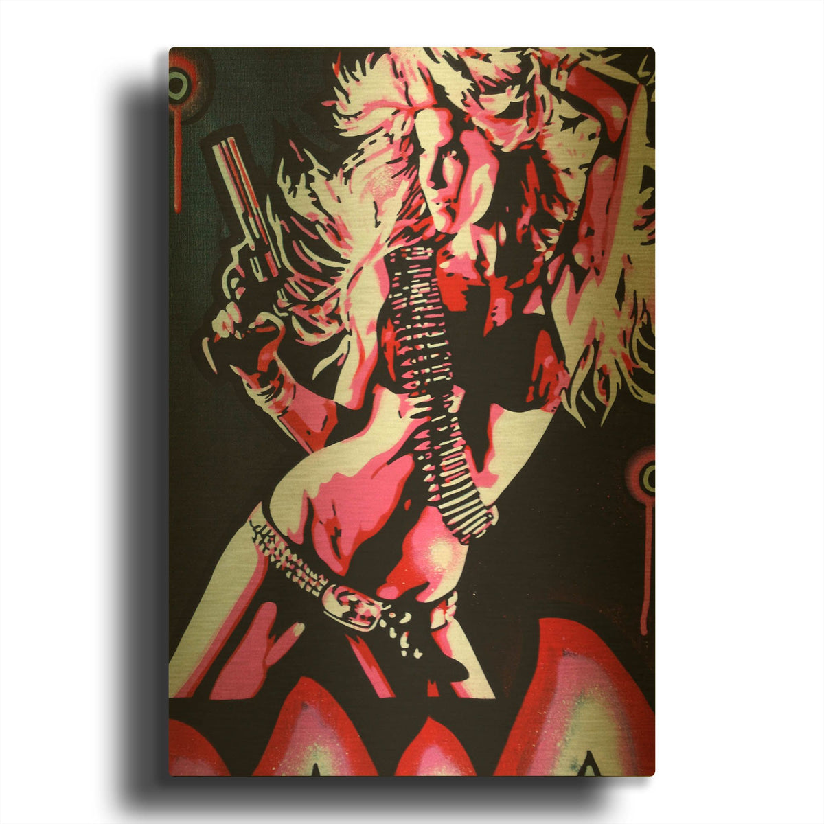 'Revolver Girl 1' By Abstract Graffiti Gold Metal Wall Art