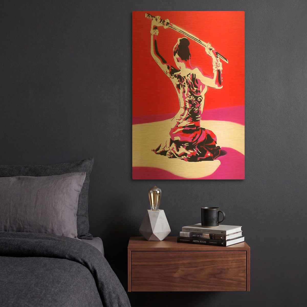 'Samurai' By Abstract Graffiti Gold Metal Wall Art