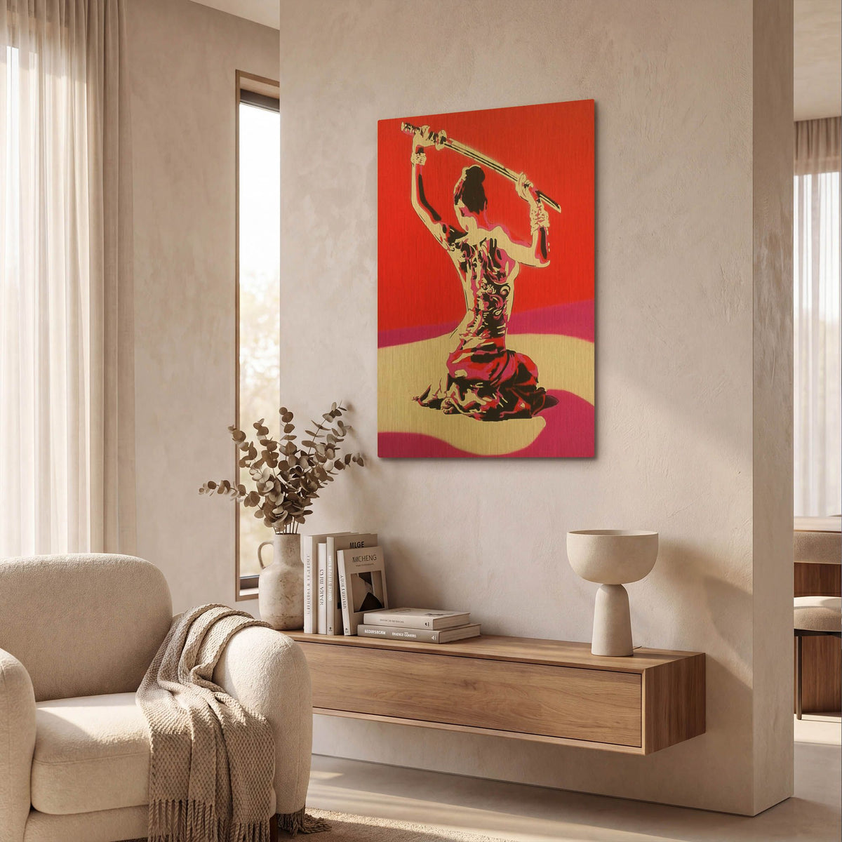 'Samurai' By Abstract Graffiti Gold Metal Wall Art