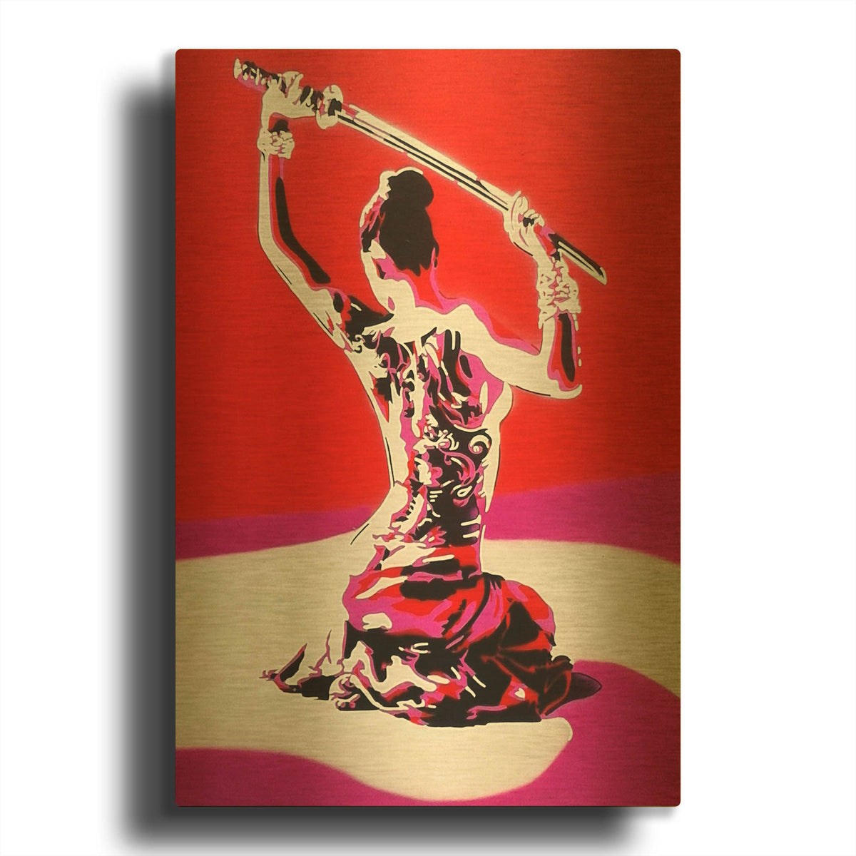 'Samurai' By Abstract Graffiti Gold Metal Wall Art