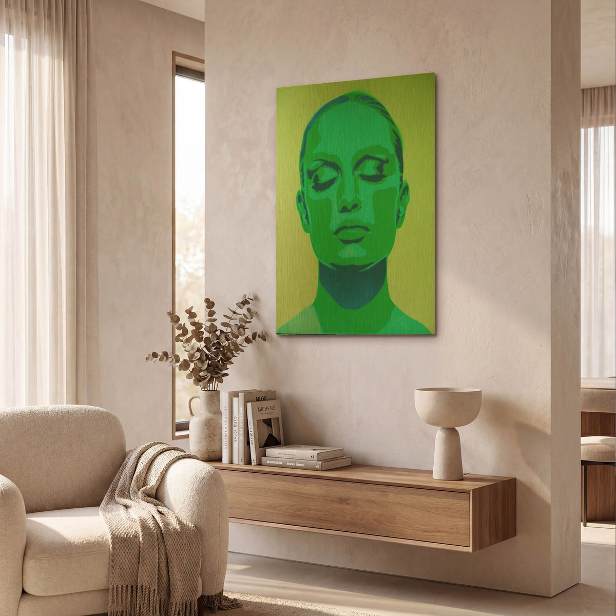 'Skin Deep Green' By Abstract Graffiti Gold Metal Wall Art