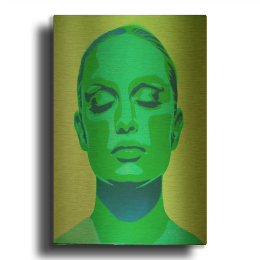 'Skin Deep Green' By Abstract Graffiti Gold Metal Wall Art