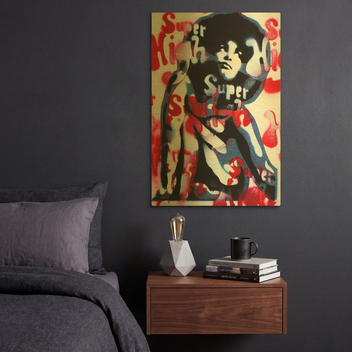 'Super High' By Abstract Graffiti Gold Metal Wall Art