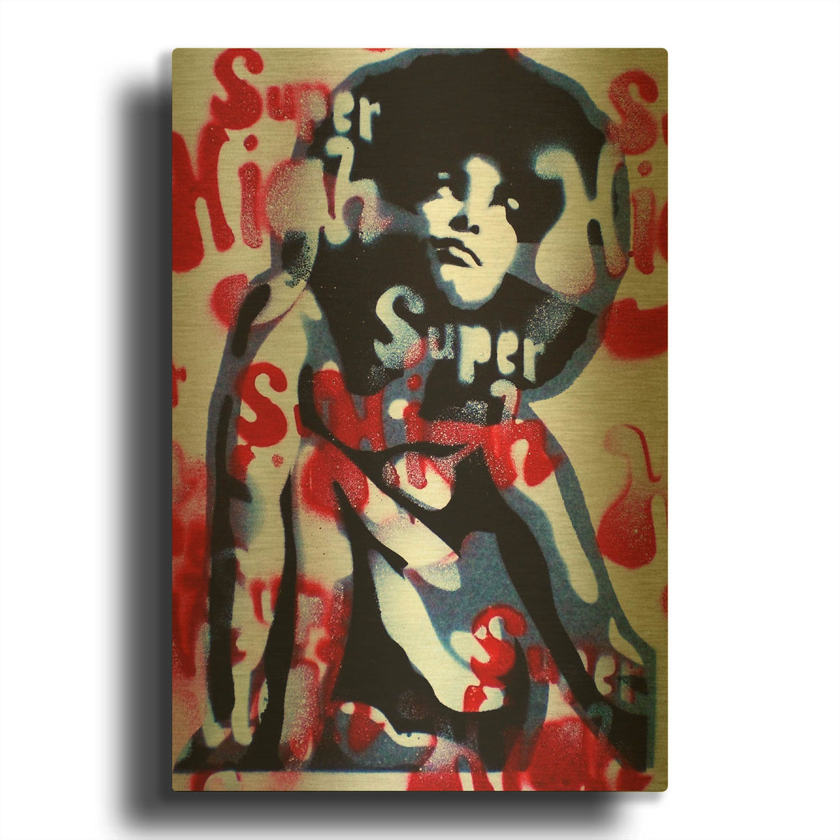 'Super High' By Abstract Graffiti Gold Metal Wall Art