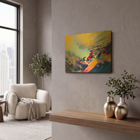 'Surfing' By Abstract Graffiti Gold Metal Wall Art