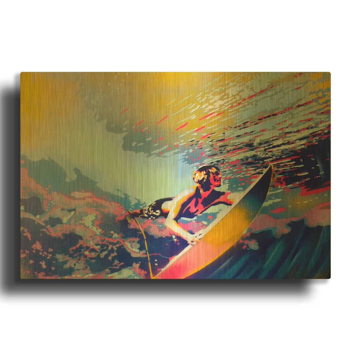 'Surfing' By Abstract Graffiti Gold Metal Wall Art