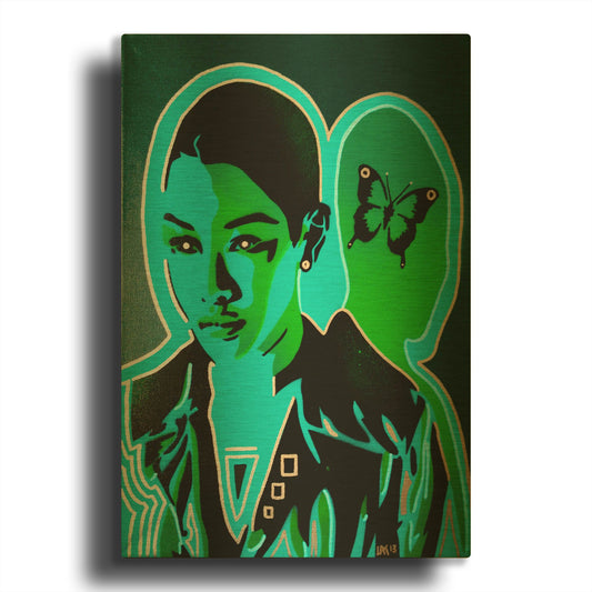 'Android V Butterfly' By Abstract Graffiti Gold Metal Wall Art