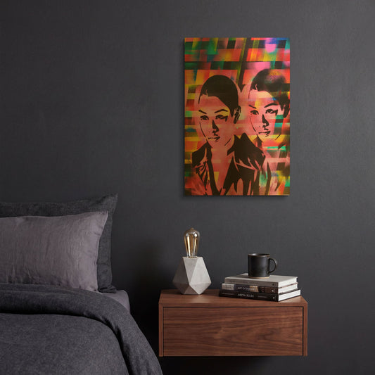 'Androids' By Abstract Graffiti Gold Metal Wall Art