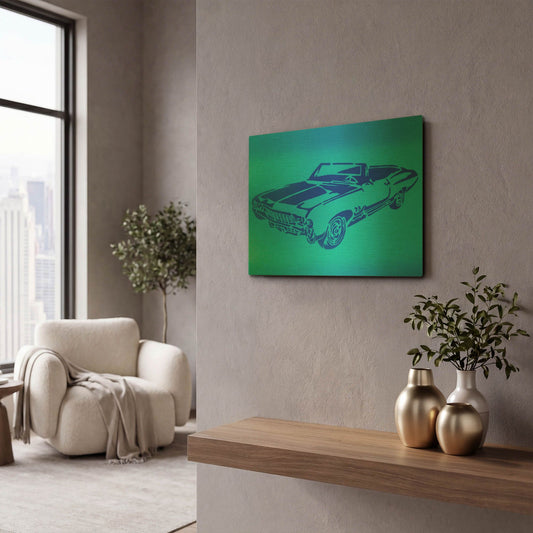'Muscle Car 1' By Abstract Graffiti Gold Metal Wall Art