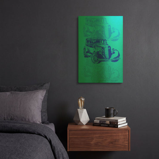 'Muscle Car 2' By Abstract Graffiti Gold Metal Wall Art