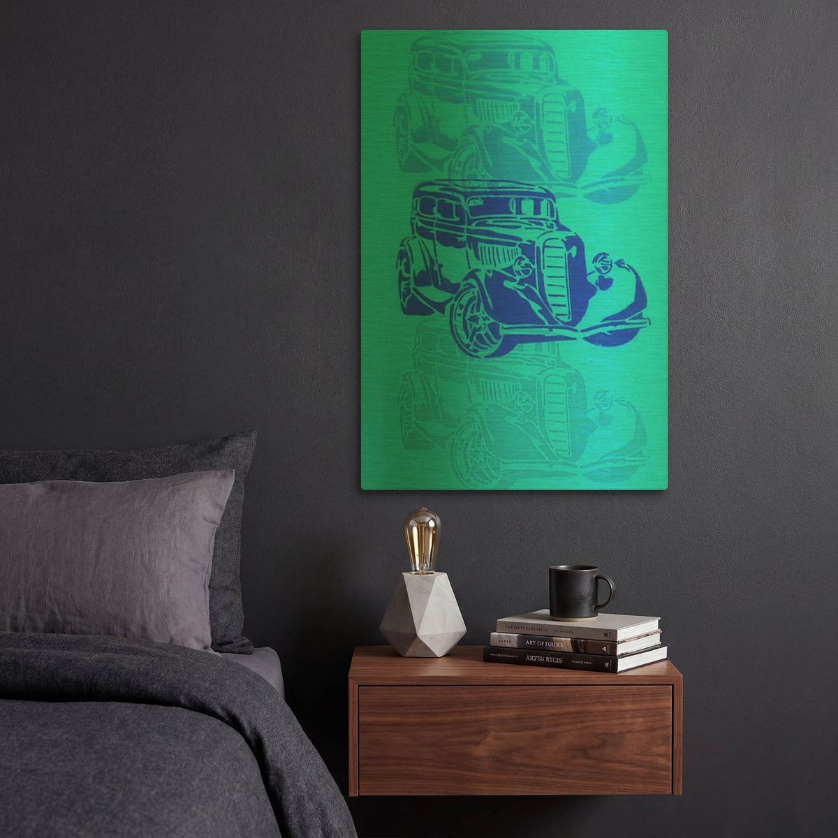 'Muscle Car 2' By Abstract Graffiti Gold Metal Wall Art