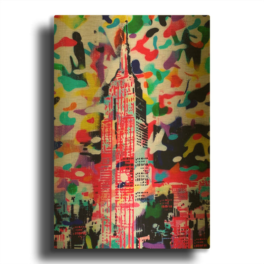 'New York Camo' By Abstract Graffiti Gold Metal Wall Art