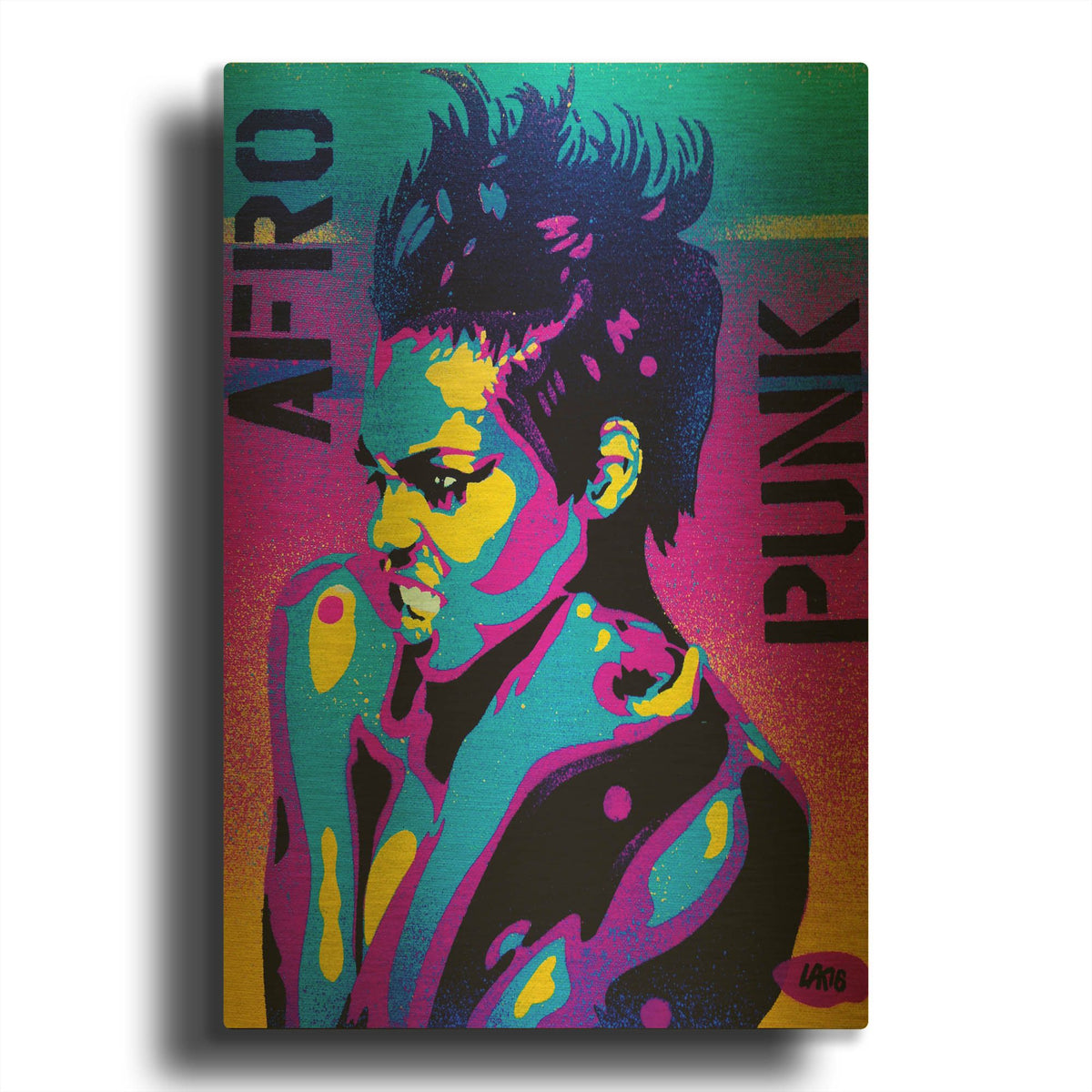 'Afro Punk 2' By Abstract Graffiti Gold Metal Wall Art