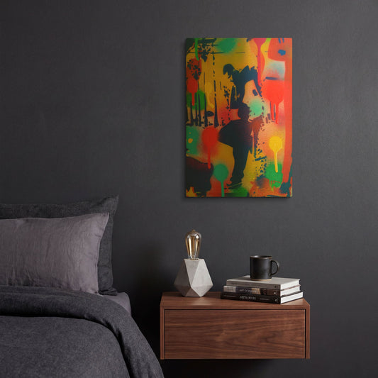 'Street Scene 1' By Abstract Graffiti Gold Metal Wall Art