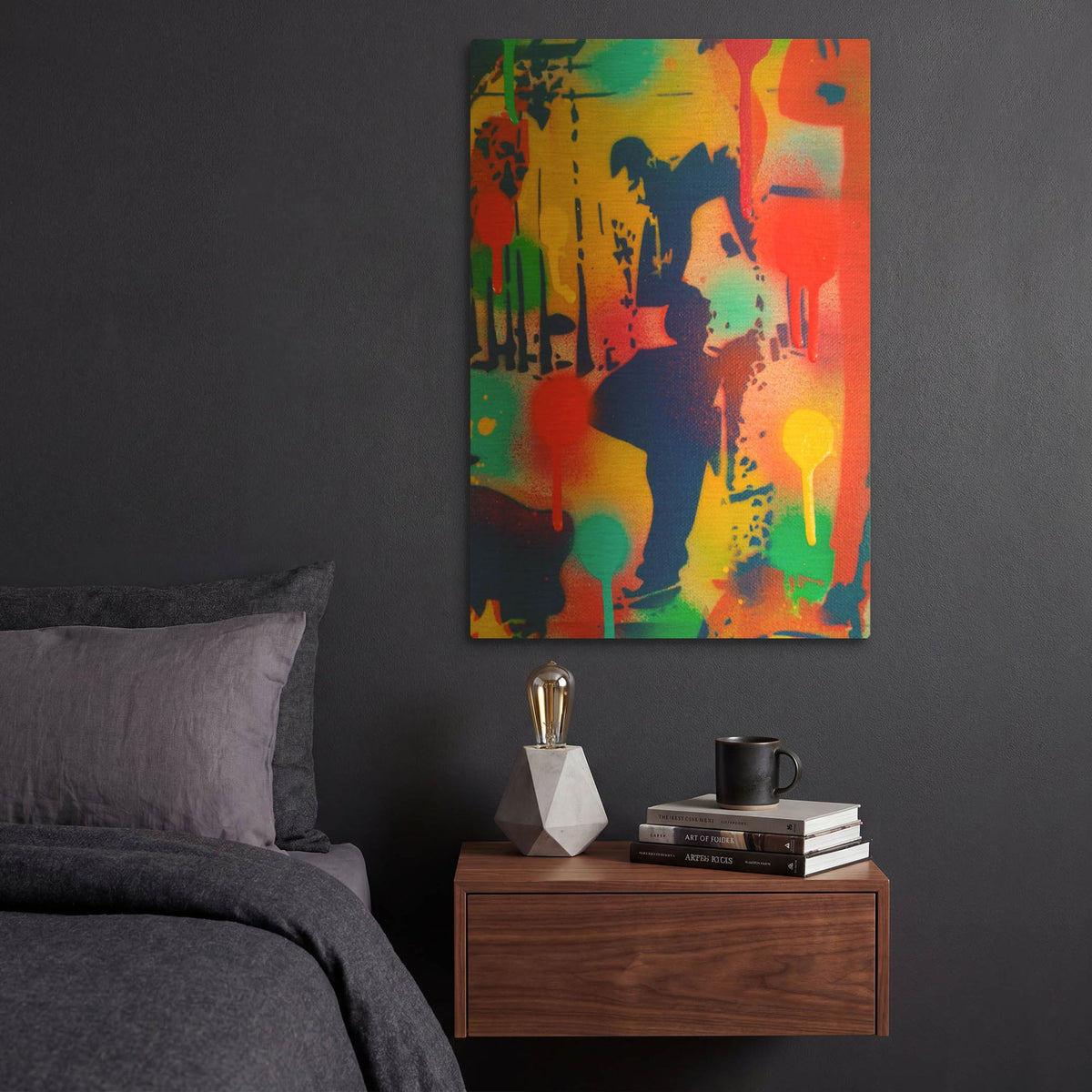 'Street Scene 1' By Abstract Graffiti Gold Metal Wall Art