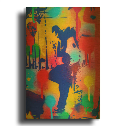'Street Scene 1' By Abstract Graffiti Gold Metal Wall Art