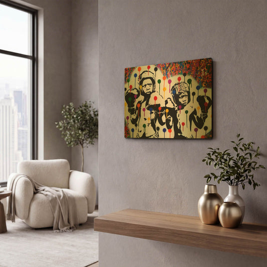 'Boxer Rainbow Drips' By Abstract Graffiti Gold Metal Wall Art