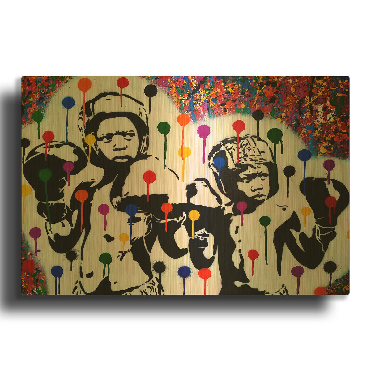 'Boxer Rainbow Drips' By Abstract Graffiti Gold Metal Wall Art