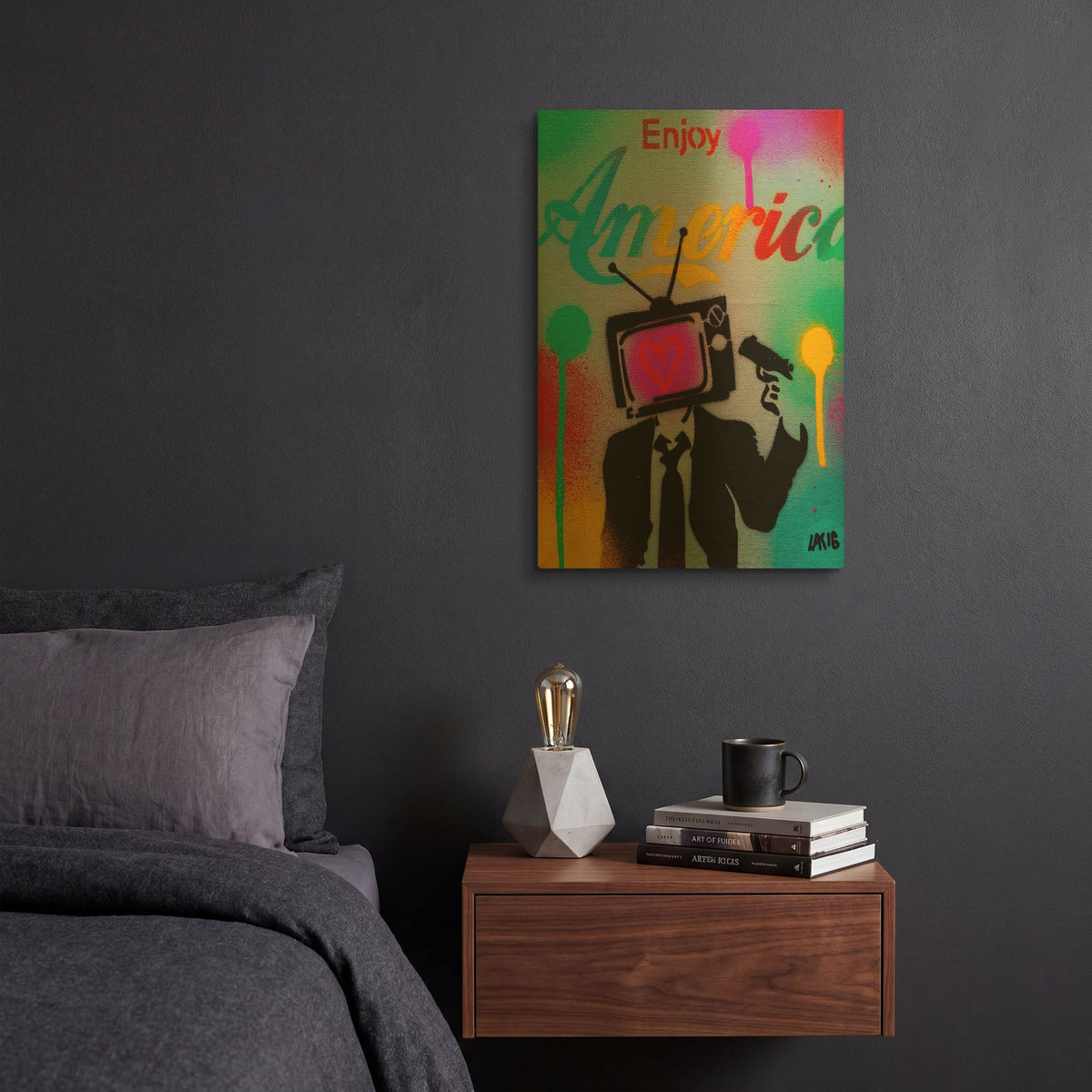 'Enjoy America' By Abstract Graffiti Gold Metal Wall Art