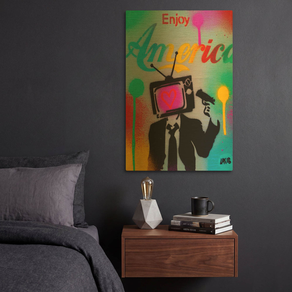 'Enjoy America' By Abstract Graffiti Gold Metal Wall Art