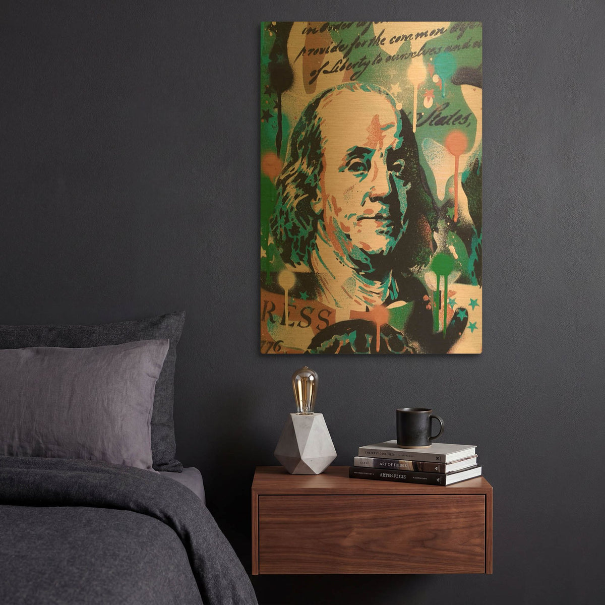'Franklin' By Abstract Graffiti Gold Metal Wall Art