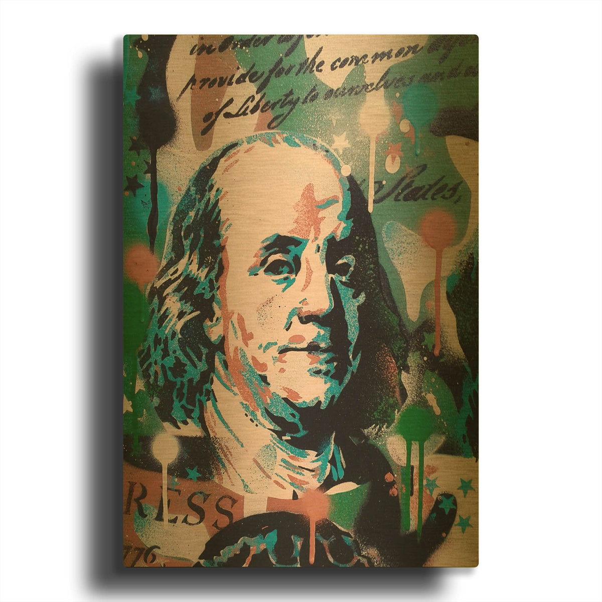 'Franklin' By Abstract Graffiti Gold Metal Wall Art