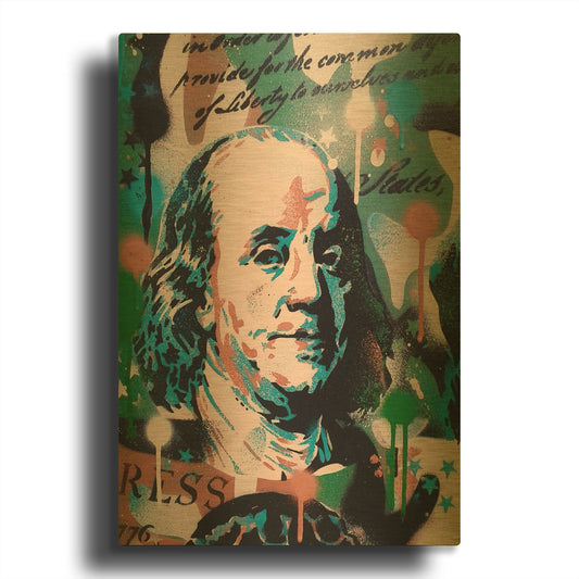 'Franklin' By Abstract Graffiti Gold Metal Wall Art
