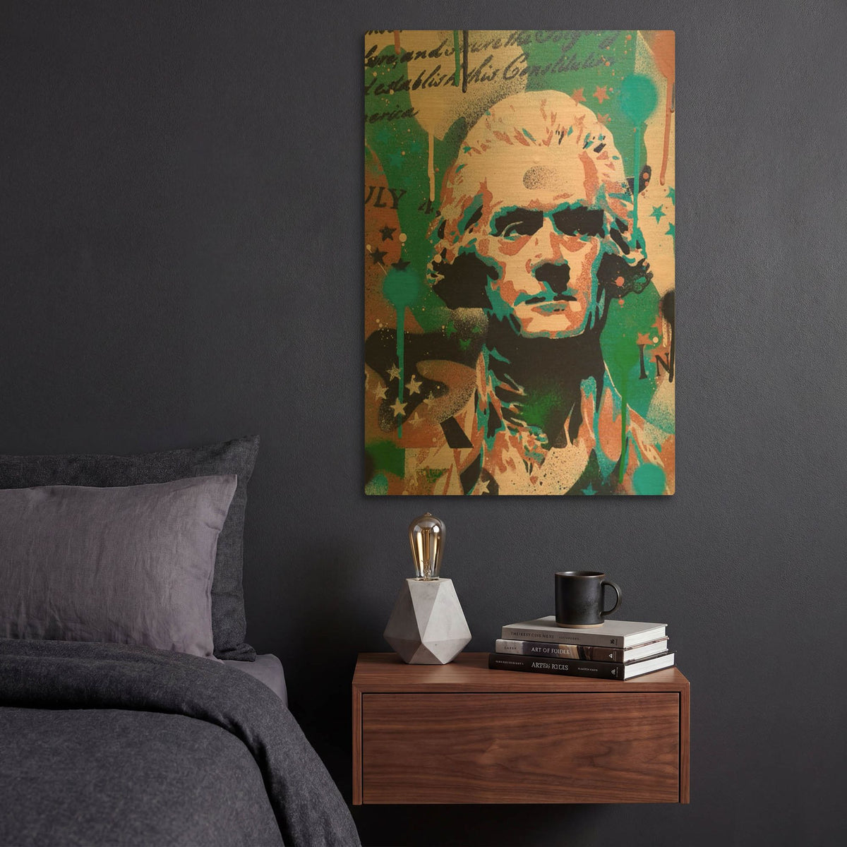 'Jefferson' By Abstract Graffiti Gold Metal Wall Art