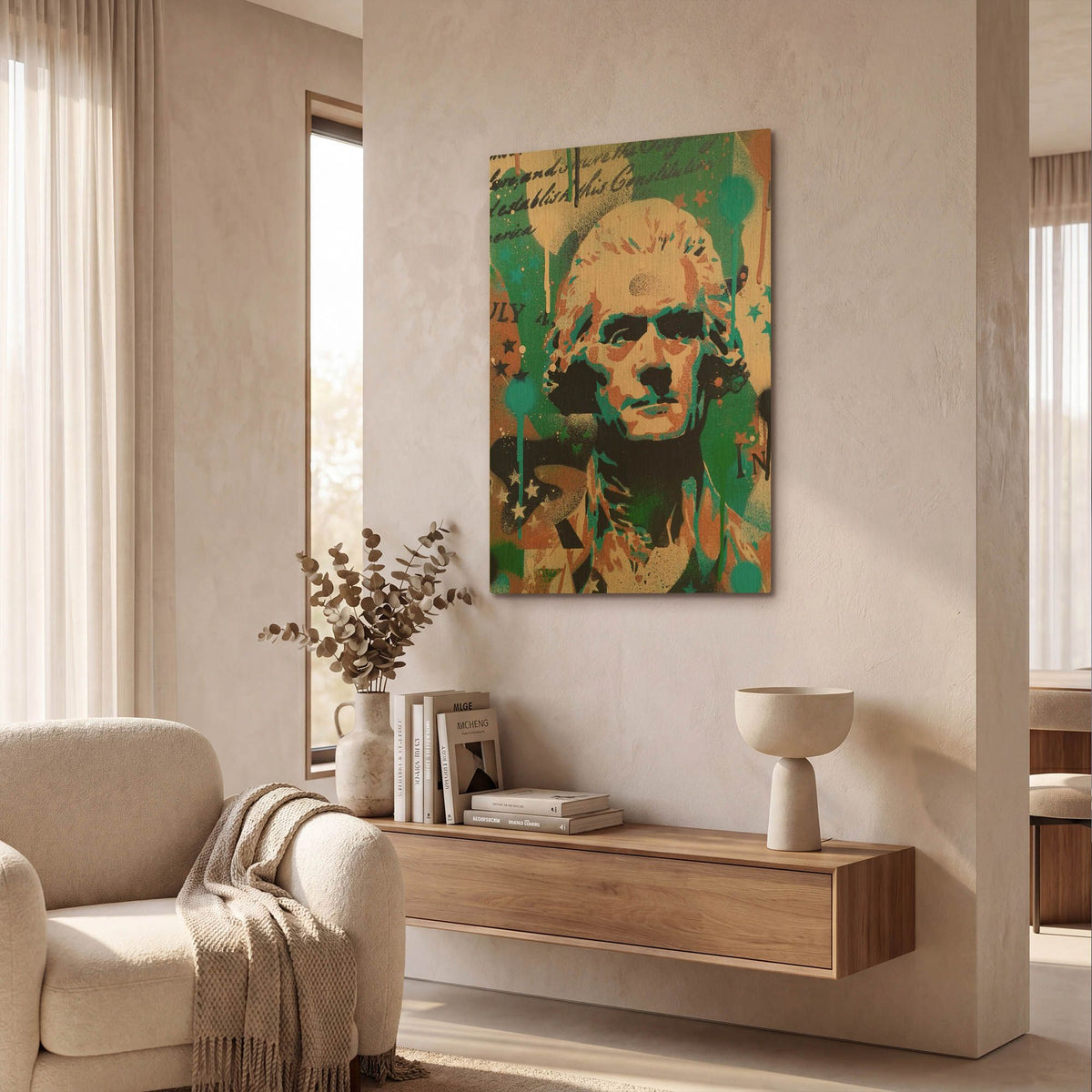 'Jefferson' By Abstract Graffiti Gold Metal Wall Art