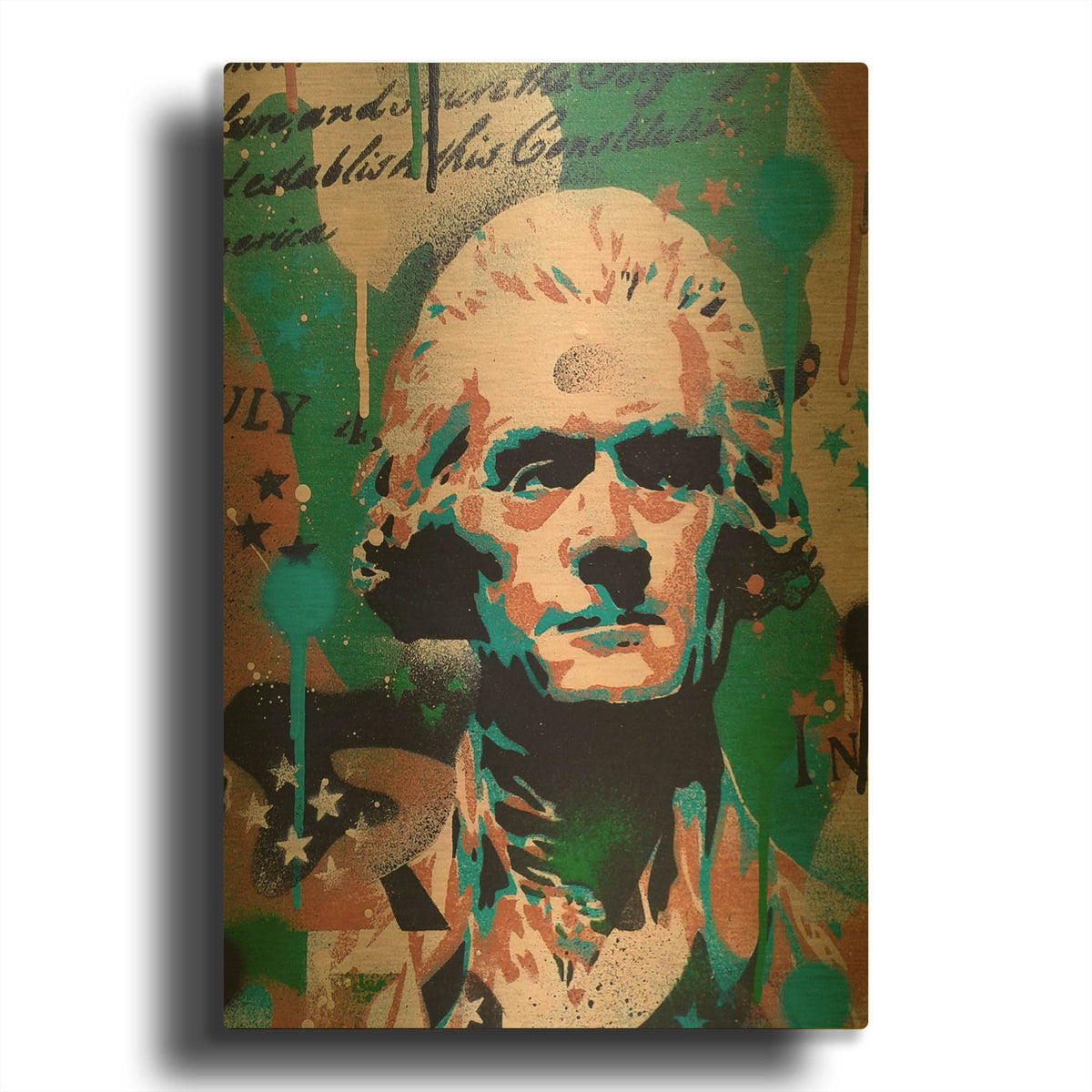 'Jefferson' By Abstract Graffiti Gold Metal Wall Art