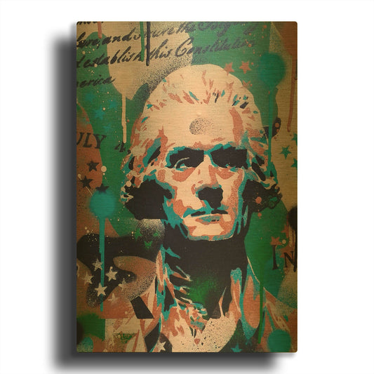 'Jefferson' By Abstract Graffiti Gold Metal Wall Art