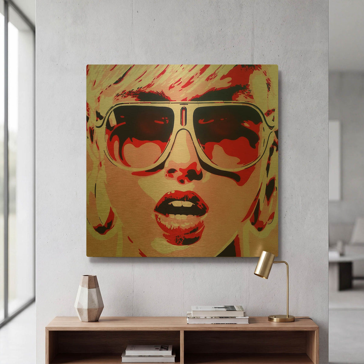 'Pop Star 8' By Abstract Graffiti Gold Metal Wall Art